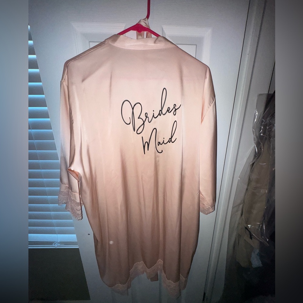 EVENT BLOSSOM, Bridesmaid Satin Lace Robe - Pink